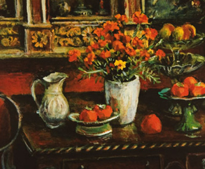 Marigolds and Fruit