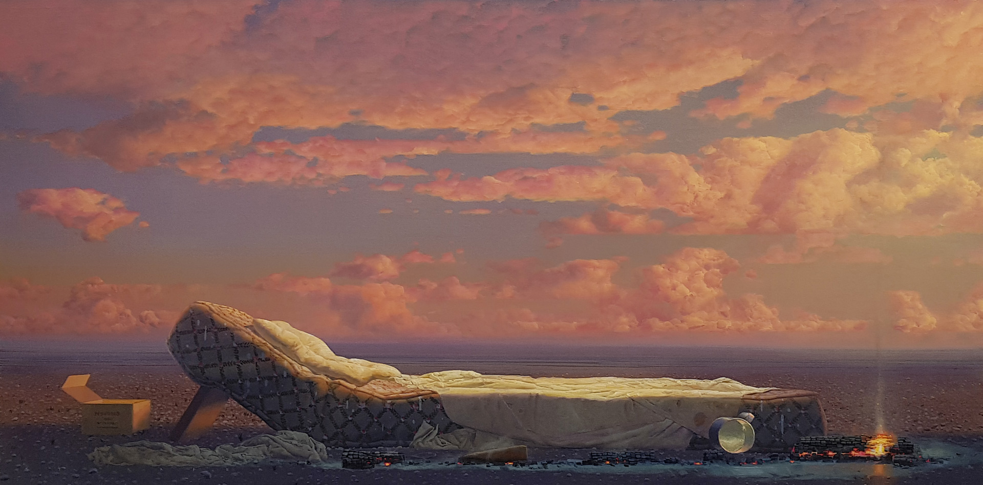 The Arcadian Repose, Tim Storrier, 107 x 244 cm, acrylic on canvas (2020)